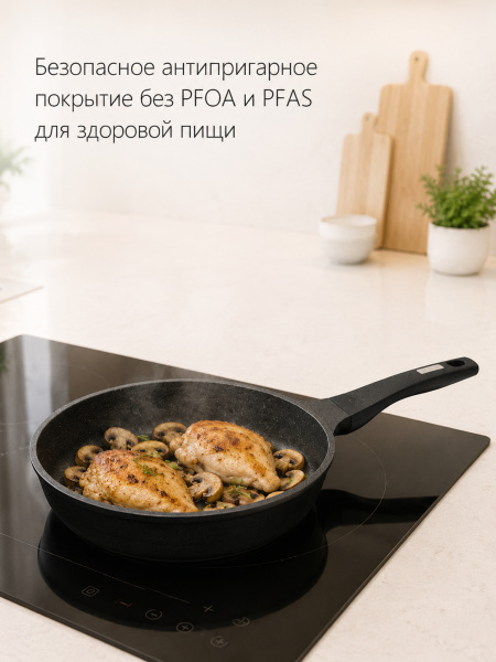 UC-4406PS BLACK Набор сковород алюминиевых с антипригарным покрытием (цвет-черн.) - 20/24/28 см.